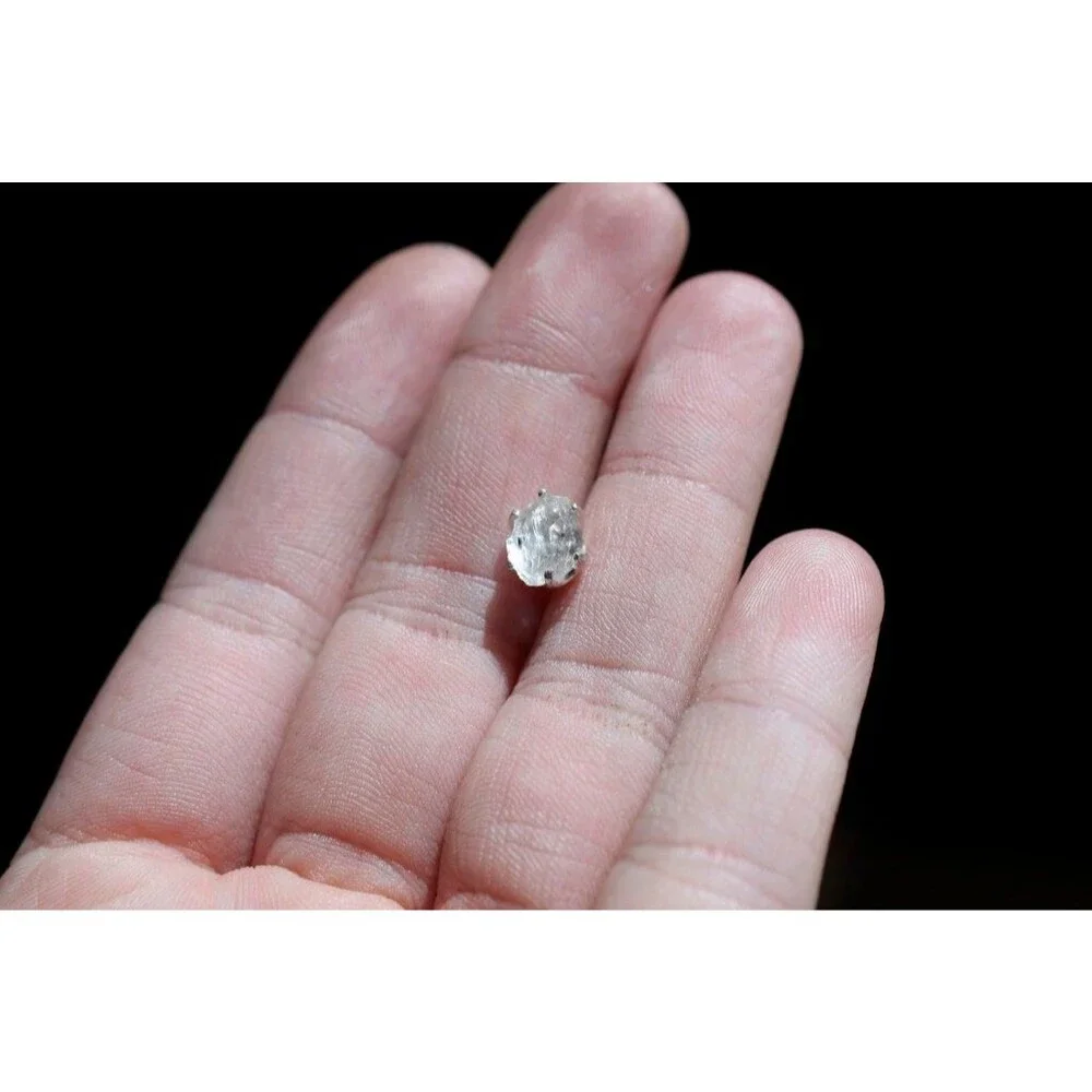 Lake County diamond earrings, 925 sterling silver, raw gemstones